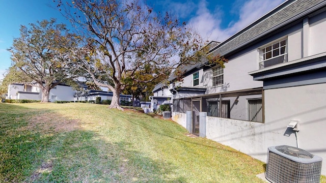 view of yard featuring cooling unit