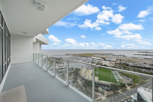 balcony with a water view