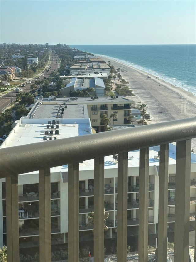 aerial view featuring a water view and a view of the beach