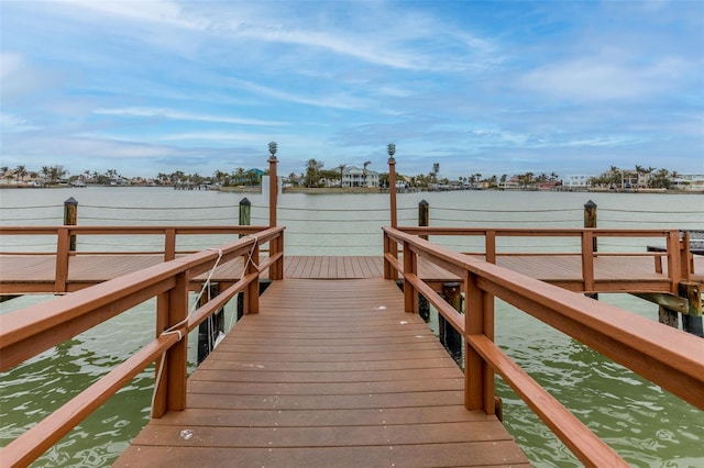 view of dock featuring a water view