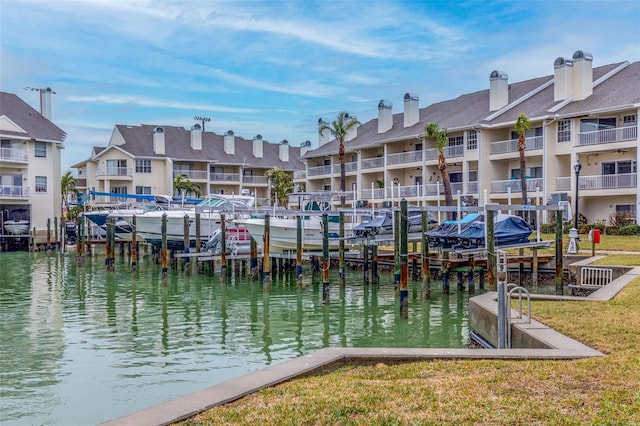 view of dock featuring a water view