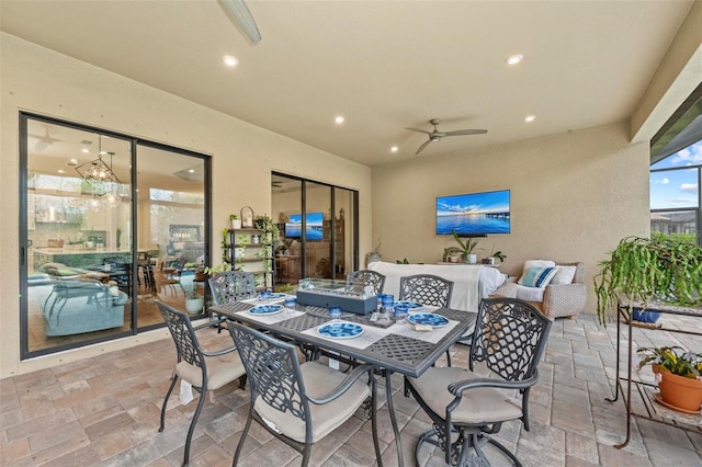 view of patio featuring outdoor lounge area and ceiling fan