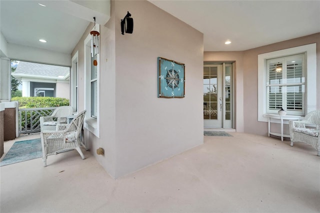 view of patio featuring a porch