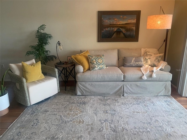 living room with wood-type flooring