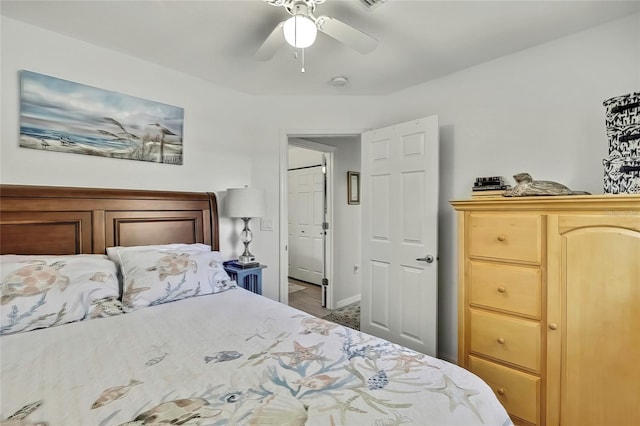 bedroom featuring a closet and ceiling fan