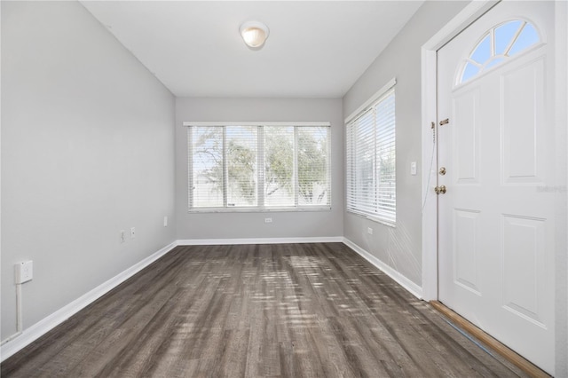 foyer with dark hardwood / wood-style floors