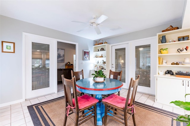 1018 Caravel Ct, Tarpon Springs, FL 34689 - dining area with light tile patterned floors and ceiling fan