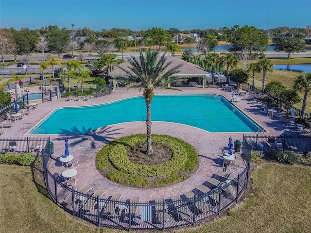 view of swimming pool with a patio area