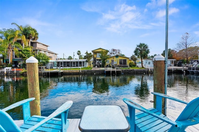 view of dock featuring a water view