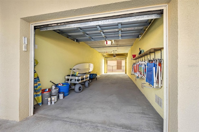 garage with a garage door opener