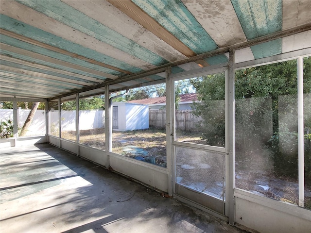 view of unfurnished sunroom