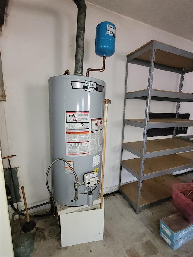 utility room with gas water heater