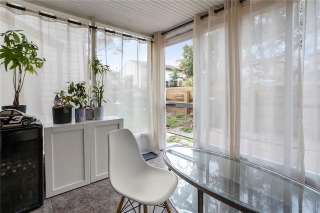 interior space with wine cooler