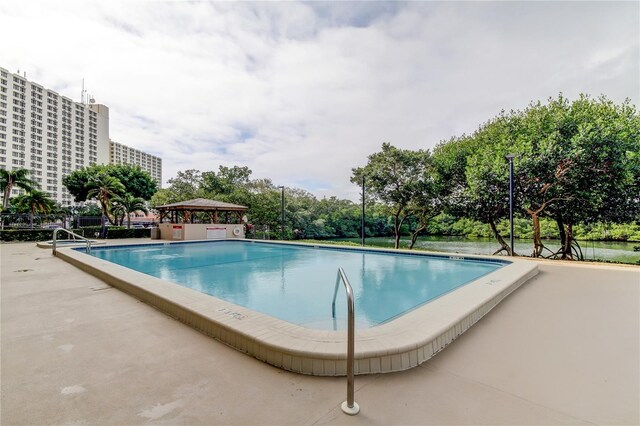 view of pool featuring a gazebo