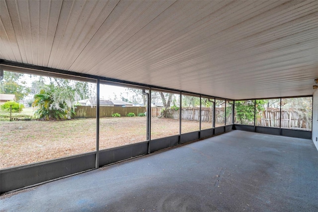 view of unfurnished sunroom