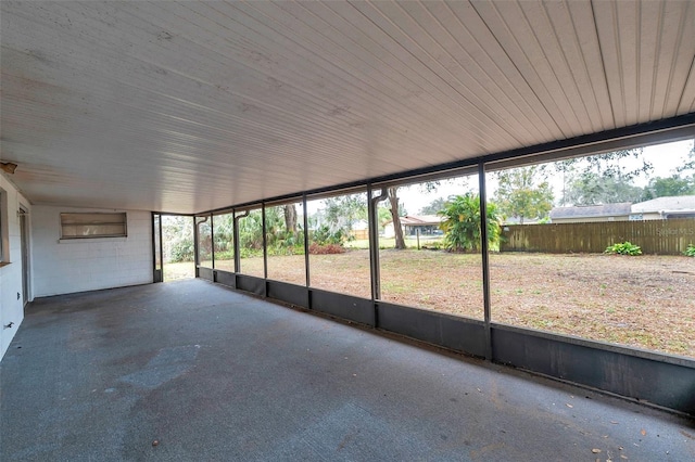 view of unfurnished sunroom