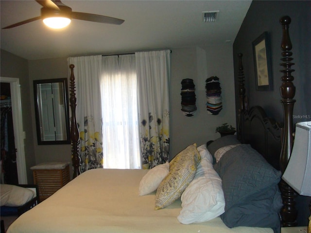 bedroom featuring ceiling fan