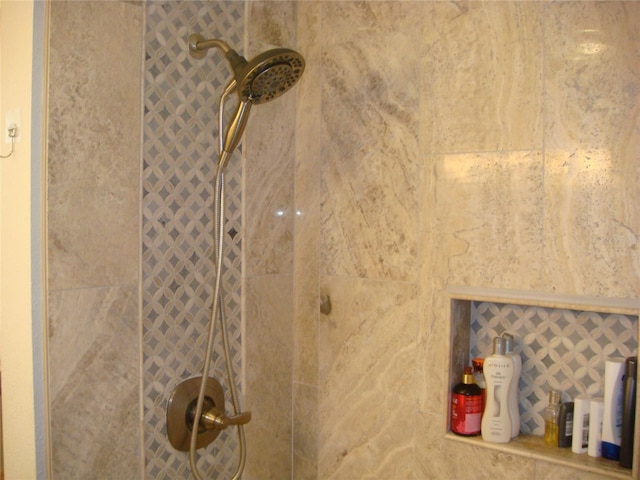 interior details with tiled shower