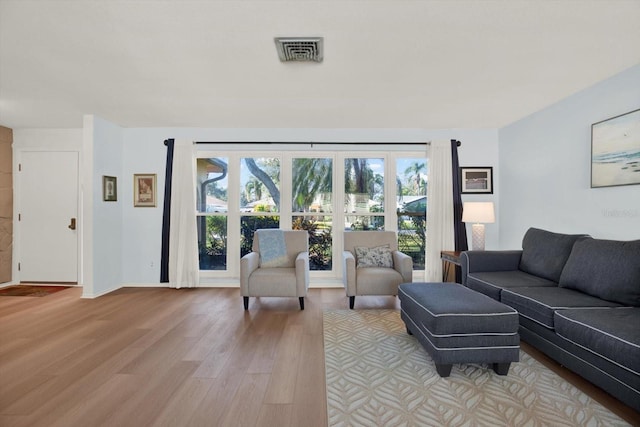 living room featuring light hardwood / wood-style flooring