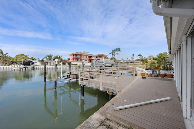 dock area featuring a water view