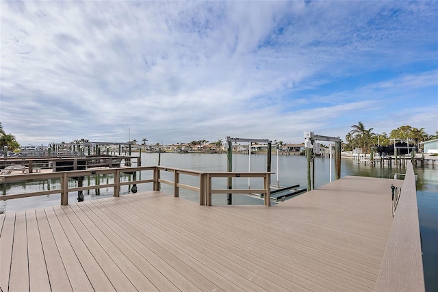 view of dock featuring a water view