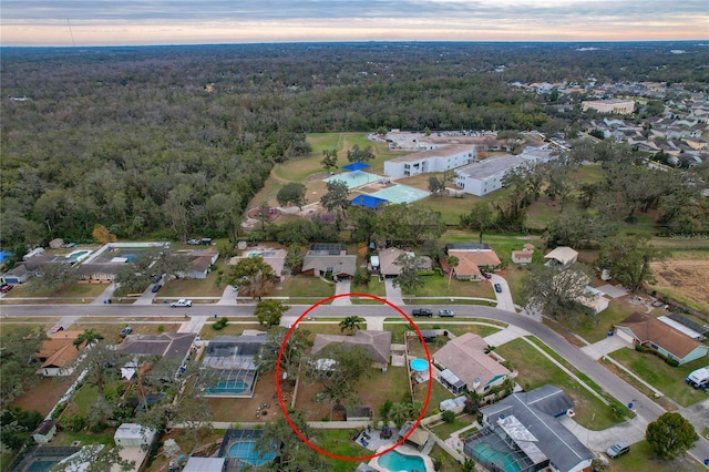 view of aerial view at dusk