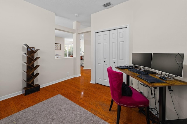 office area featuring wood-type flooring