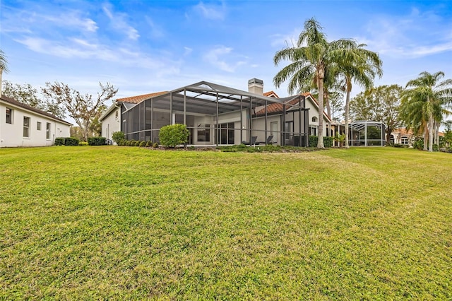 view of yard featuring a lanai