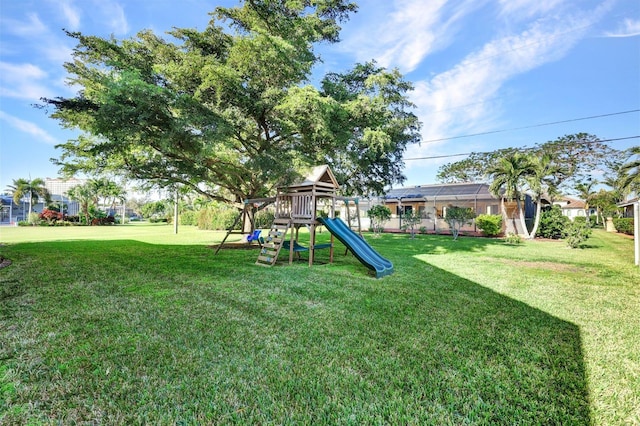 view of yard featuring a playground