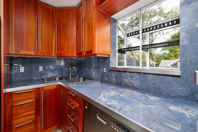 kitchen with sink, backsplash, and dishwasher