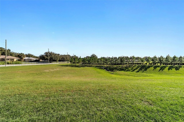 view of property's community with a rural view and a lawn