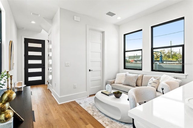 living room featuring light hardwood / wood-style floors