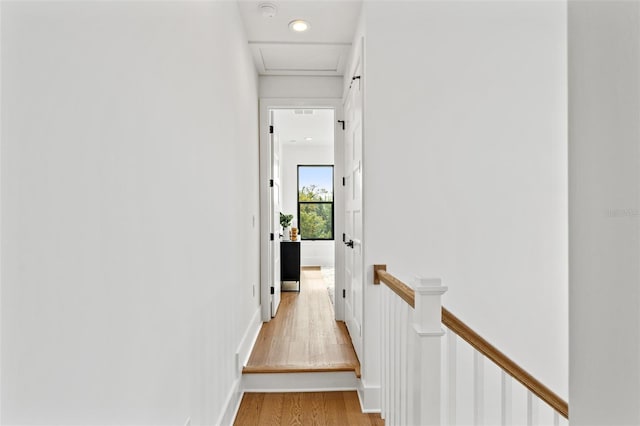 corridor featuring light wood-type flooring