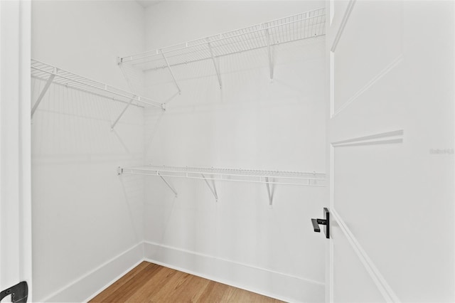 walk in closet with hardwood / wood-style floors