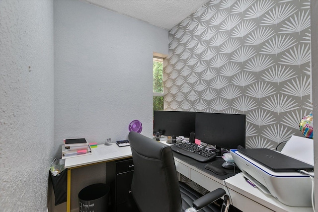 office space featuring a textured ceiling