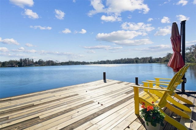 view of dock featuring a water view