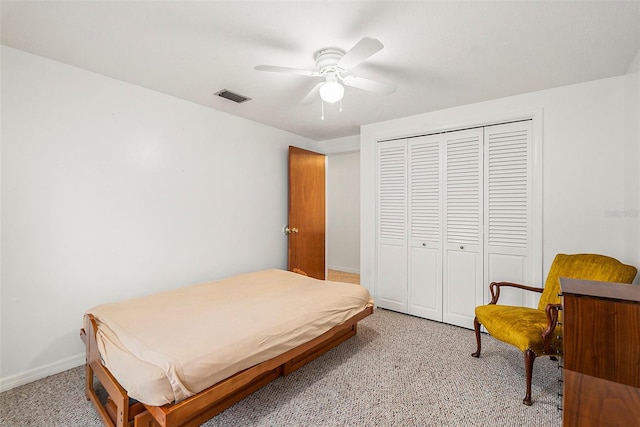 bedroom with a closet and ceiling fan