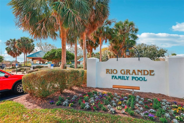 view of community sign