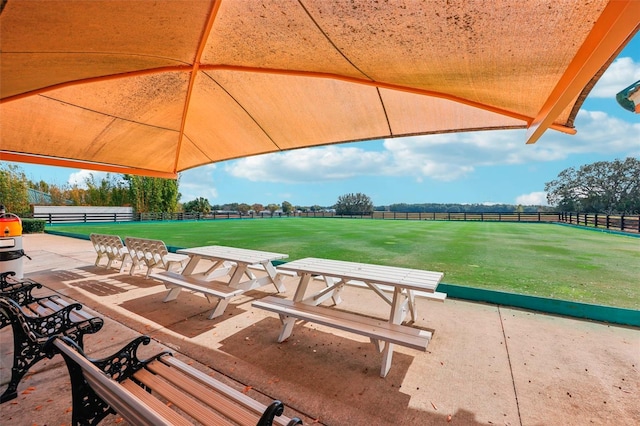 view of community featuring a yard