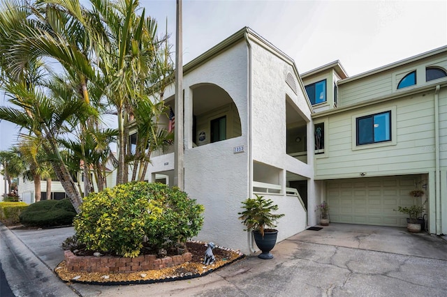 exterior space featuring a garage