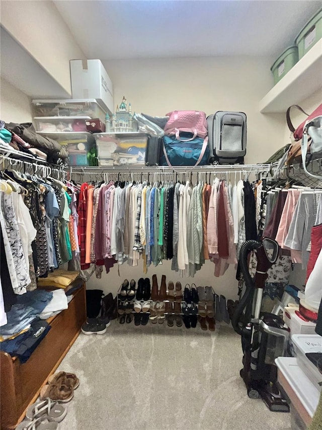 spacious closet with carpet flooring