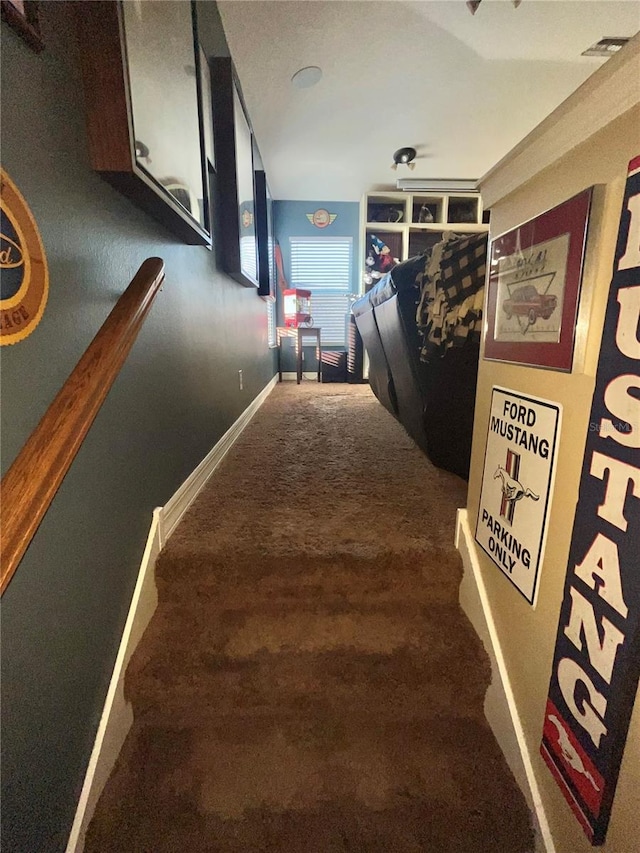 stairway with carpet floors