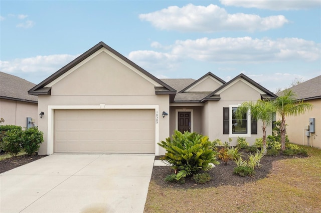 ranch-style house featuring a garage