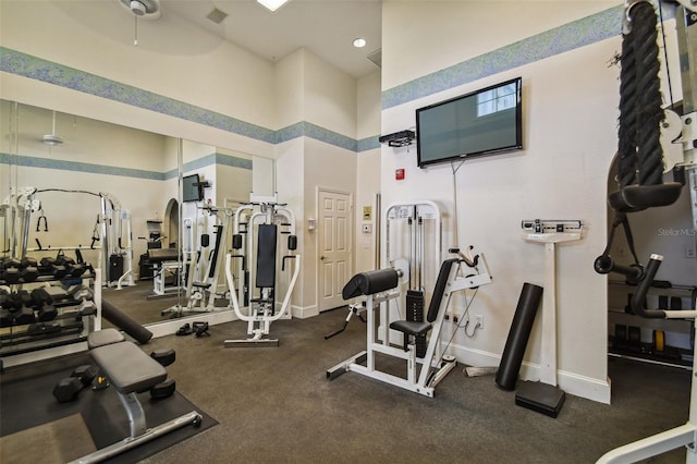 gym featuring a high ceiling