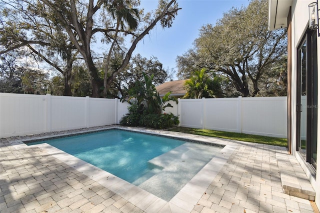 view of swimming pool featuring a patio area