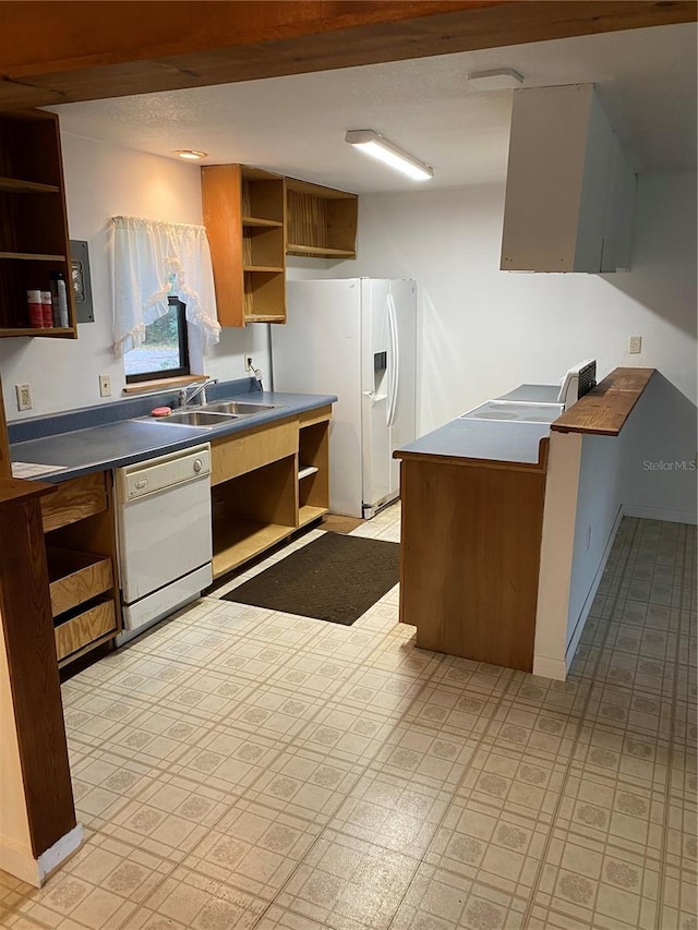 kitchen with sink and white appliances