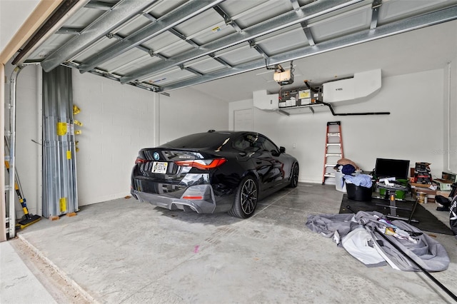 garage with a garage door opener