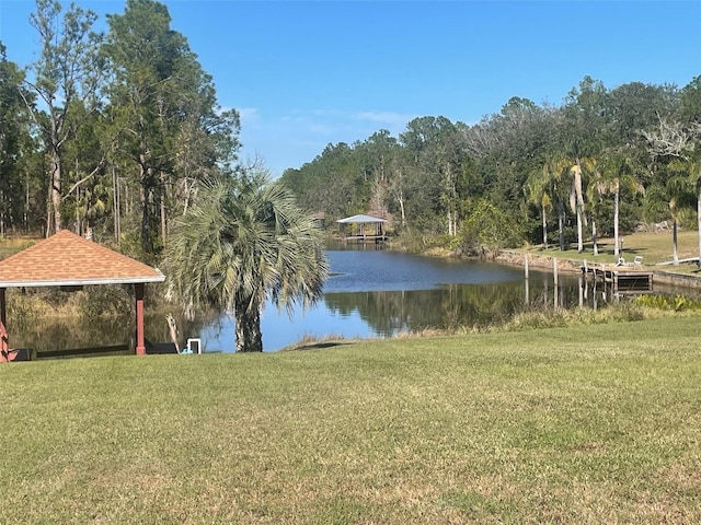 water view with a gazebo