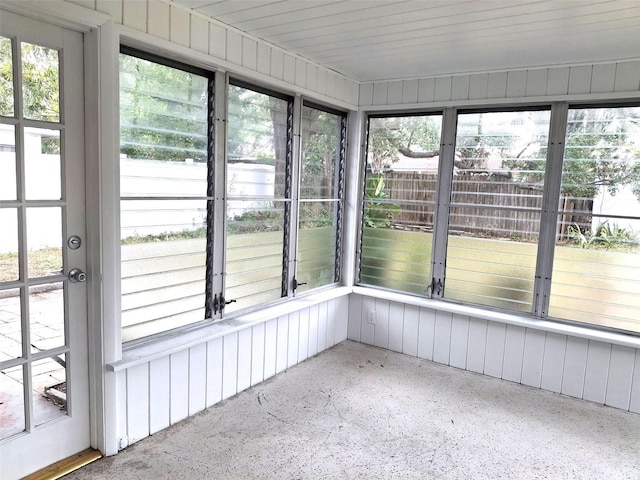 view of unfurnished sunroom