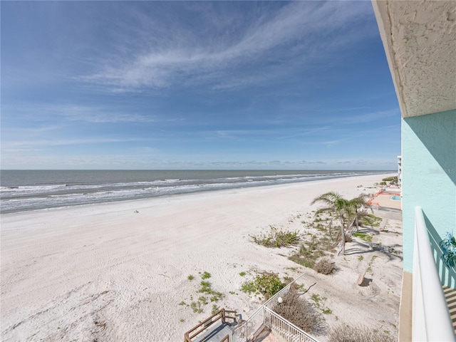 view of water feature featuring a beach view